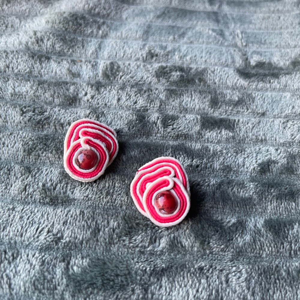 Red And White Statement Earrings - image 1